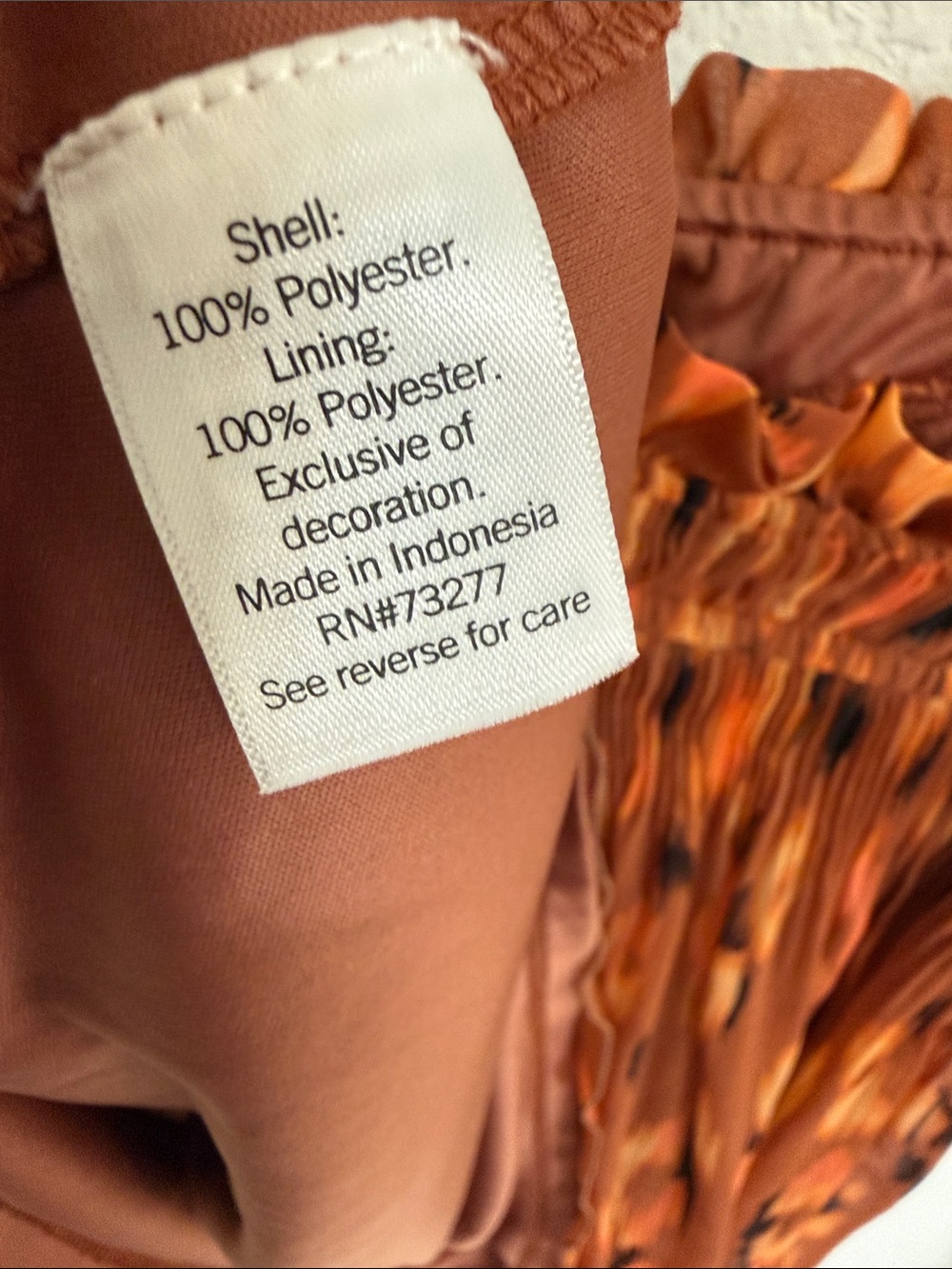 Nine West • Rust Brown Abstract Print Ruffle Cami Tank Top Medium - Picture 6 of 6